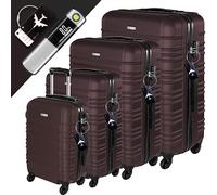 Devillo® Hartschalenkofferset Kofferset 4tlg. S-M-L-XL, Braun - Hard Shell Trolley Koffer Reisekoffer Reisekofferset Gepäck Rollkoffer Schloss 4 Rollen ABS-Hartschale Teleskopgriff