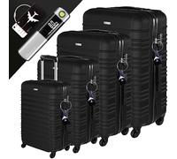 Devillo® Hartschalenkofferset Kofferset 4tlg. S-M-L-XL, Schwarz - Hard Shell Trolley Koffer Reisekoffer Reisekofferset Gepäck Rollkoffer Schloss 4 Rollen ABS-Hartschale Teleskopgriff
