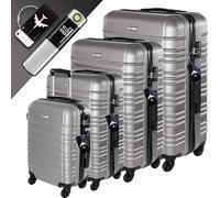 Devillo® Hartschalenkofferset Kofferset 4tlg. S-M-L-XL, Silber - Hard Shell Trolley Koffer Reisekoffer Reisekofferset Gepäck Rollkoffer Schloss 4 Rollen ABS-Hartschale Teleskopgriff