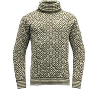 Devold Svalbard Wool High Neck, Olive - Offwhite / XL, Pullover