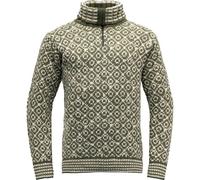 Devold Svalbard Wool Zip Neck Pullover - Olive - Offwhite