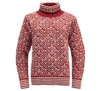 Devold Svalbard Damen Rollkragen Wollpullover Himbeere Weiss M