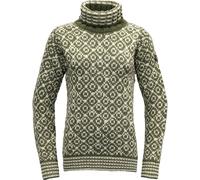Devold Svalbard Wool High Neck Pullover - Olive - Offwhite