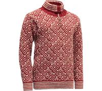 Devold Svalbard Sweater Zip-Neck hindberry/offwhite - Größe S