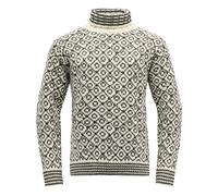 Devold Svalbard Wool High Neck Pullover - Off White - Anthracite