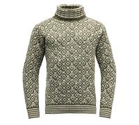 Devold Svalbard Wool High Neck Pullover - Olive - Offwhite