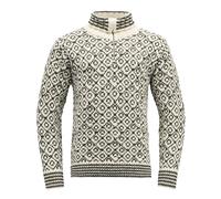Devold Svalbard Wool Zip Neck Pullover - Off White - Anthracite