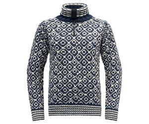 Devold Svalbard Zip-Rollkragen Wollpullover Navy Weiss M