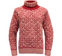 Devold Unisex Svalbard Sweater High Neck Hindberry/Offwhite XS