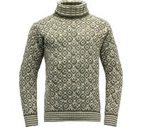 Devold Unisex Svalbard Sweater High Neck Olive/Offwhite XS