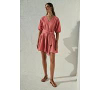 Devotion Twins Calm Short Dress Poplin With Belt Rosewine Größe: M | Minikleider Outlet | Damen | Weiß