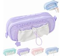Dewppxi Rosy Posy Cute Pencil Case, Rosyposy Federmäppchen, Kawaii Pencil Case with Rosy Posy Pens, Counting Stars PencilCase Big Capacity, Aesthetic Pouch Holder Drawstring Pen Bag (Purple)