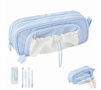 Dewppxi Rosy Posy Cute Pencil Case, Rosyposy Federmäppchen, Kawaii Pencil Case with Rosy Posy Pens, Counting Stars PencilCase Big Capacity, Aesthetic Pouch Holder Drawstring Pen Bag (Blue+4pcs Pens)