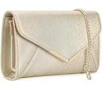 Dexmay Damen-Clutch, Kunstleder, Saffiano-Leder, Abend-Handtasche, faltbar, Clutch, formell, elegante, schicke Handtasche, Gold, Medium
