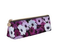 DEXNEL Federmäppchen aus Leder, Motiv: Blütenblumen, Schreibwaren-Organizer, niedliches Federmäppchen, tragbare Make-up-Tasche, weiß, Einheitsgröße, Kosmetiktasche