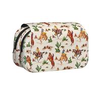 DEXNEL Federmäppchen mit Cowboy-Motiv und Pferdemotiv, praktische Aufbewahrungsbox für Aquarellstifte oder Marker, Schwarz , Einheitsgröße, Taschen-Organizer