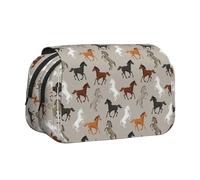 DEXNEL Federmäppchen mit niedlichem Pferdemotiv, praktische Aufbewahrungsbox für Aquarellstifte oder Marker, Schwarz , Einheitsgröße, Taschen-Organizer