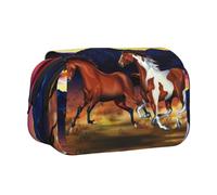 DEXNEL Federmäppchen mit Pferde-Motiv für Bleistifte, praktische Aufbewahrungsbox für Aquarellstifte oder Marker, Schwarz , Einheitsgröße, Taschen-Organizer