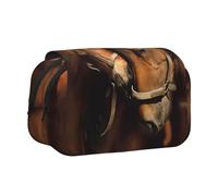 DEXNEL Federmäppchen mit Pferdemotiv für Bleistifte, praktische Aufbewahrungsbox für Aquarellstifte oder Marker, Schwarz , Einheitsgröße, Taschen-Organizer