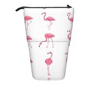 DEXNEL Niedlicher stehender Stifthalter, Flamingos auf weißem Stand, Teleskop-Tasche, Pop-Up-Tasche, Schreibwaren-Box für Studenten, Mädchen, Jungen, Schwarz , Einheitsgröße, Taschen-Organizer