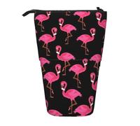 DEXNEL Niedlicher stehender Stifthalter mit niedlichem Flamingos, Teleskop-Tasche, Pop-Up-Tasche, Schreibwaren-Box für Studenten, Mädchen, Jungen, Schwarz , Einheitsgröße, Taschen-Organizer