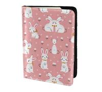 Dexnel Reisepasshülle mit niedlichem weißem Kaninchen-Druck, 1 Stück, für Reisen, Damen, Herren, niedliche Reisepasshülle