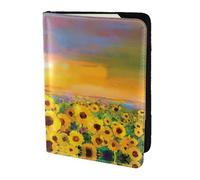 Dexnel Reisepasshülle mit schönem Sonnenblumenfeld, Sonnenuntergang, 1 Stück, für Reisen, Damen, Herren, niedliche Reisepasshülle