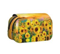 DEXNEL Schönes Federmäppchen mit Sonnenblumenfeld, Sonnenuntergang, praktische Aufbewahrungsbox für Aquarellstifte oder Marker, Schwarz , Einheitsgröße, Taschen-Organizer