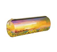 DEXNEL Schönes Federmäppchen mit Sonnenblumenfeld, Sonnenuntergang, Stiftehalter mit Reißverschluss, elegante, praktische Stiftebeutel für Jungen und Mädchen, weiß, Einheitsgröße, Taschen-Organizer