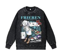 DEXSHUN Frieren Anime Sweatshirt Retro gewaschenes Sweatshirt Rundhals Pullover Frieren Cosplay Top für Männer Frauen Teenager