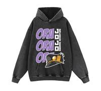 DEXSHUN Jotaro Hoodie Anime JJBA Sweatshirt mit Drucken Kapuzenpullover Gewaschener Distressed-Stil Sweatshirts mit Kapuze