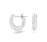 Swarovski Stone Kreolen, Pavé, Klein, Weiß, Rhodiniert