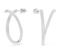 Dextera Kreolen, Rundschliff, Weiß, Rhodiniert