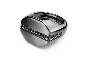 Dextera Ring, Achteckform, Rundschliff, Schwarz, Rutheniert 50-55