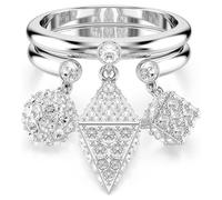 Dextera Ring, Set (2), Kugel und Würfel, Weiß, Rhodiniert 58