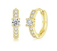 Deyanse Creolen Silber 925 Klein, Hypoallergen 925 Sterling Silber Damen Creolen Ohrringe mit Zirkonia, CZ Leichte Oval Runde Ohrringe Kreolen, Schlafen Knorpel Huggie Kreolen Silberohrringe Geschenk