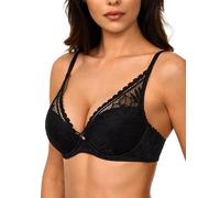 Deyllo Damen Spitzen Push up BH mit Bügel Sexy Dessous für Frau Elegant Lingerie Ungepolsterter Dekorativem Rücken BH Schwarz 70E