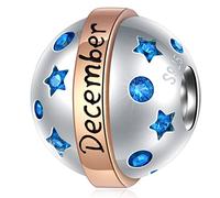 Dezember Birthstone Charms passen Pandora Weihnachten Armband, 925 Sterling Silber Geburtstag Stein Pave Türkis Blau CZ Perlen mit Rose Gold Infinity, Weihnachten Geschenke für beste Freundin/Ehemann
