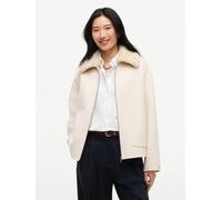Kurzjacke TOMMY HILFIGER "DF WOOL ZIP THROUGH JACKET", Damen, Gr. L (42/44), cream, Web, Obermaterial: 60% Wolle, 40% Polyester, unifarben, normal, Jacken Kurzjacke, Materialmix, mit Wolle (43097043-L