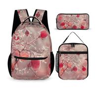 DFEPPJHG Frozen Rose Hips 3-teiliges Rucksack-Set, Reisetasche, Laptop-Rucksack mit Lunch-Tasche, Bleistifttasche, lässiger Tagesrucksack, Frozen Hagebutten, Einheitsgröße, Reiserucksäcke, Frozen