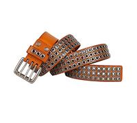 DFGGE 3 Reihen Lochnieten Nietengürtel im Punk Hip Hop Style Ledergürtel Versch Farben und Größen,Ösen und Dornschließe Gürtel für Damen und Herren,Braun,110cm/waist:36"~38"