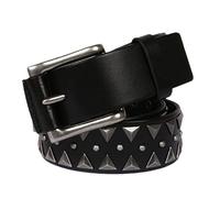 DFGGE 3 Reihen Spitznieten Pyramid Nietengürtel Ledergürtel Schwarz Mit Dornschließe Punk Gothic Partygürtel Für Damen Und Herren, Metall Nieten Gürtel,Schwarz,115cm/waist:38"~40"
