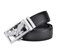 DFGGE Business Metall Ledergürtel für Herren & Damen 38 mm Breit Fliegender Adler Automatikschließe Vollrindleder Gürtel für Jeans Anzug Hose,Schwarz,130cm(44"~46")