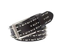 DFGGE Gürtel Damen Und Herren Voll Nietengürtel Massive Nieten An Einem Ledergürtel in 2 Farben - Länge 105 Bis 125, Mit Dornschließe Aus Metall,Kaffee,125cm/waist:42"~44"