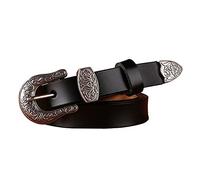 DFGGE Gürtel Für Damen Oder Herren Cowboy Ledergürtel Für Jeans Hosen Vintage Western Geschnitztes Blumen Schnalle Kürzbar Voll-Leder,Schwarz,115cm/waist:38"~40"