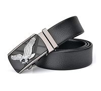 DFGGE Ratsche Ledergürtel Herren Business Schwarz Gürtel mit Fliegende kühle Adler Schnellverschluss Automatikschließe kürzbar,Schwarz,130cm(44"~46")
