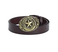 DFGGE Unisex Gürtel Rindsleder Ledergürtel Für Damen Und Herren, Länge 100-130 cm, Breite Ca. 3,8 cm, Mit Western Cowboy Geschnitzte Texas Star Kupferschnalle,Kaffee,130cm/waist:44"~46"