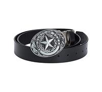 DFGGE Unisex Gürtel Rindsleder Ledergürtel Für Damen Und Herren, Länge 100-130 cm, Breite Ca. 3,8 cm, Mit Western Cowboy Geschnitzte Texas Star Kupferschnalle,Schwarz,105cm/waist:34"~36"