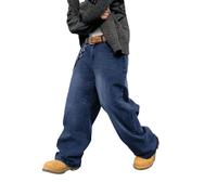 DFGIGT Herren Baggy Hip Hop Jeans Weites Bein Skater Denim Pants Casual Loose Fit Lange Hose Streetwear, C10 Medium Blue, Groß