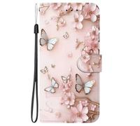 Dfjhure Für Motorola Moto Edge 70 / X70 Air Hülle, Damen Klapphülle mit Pink Butterfly Design - 2 Kartenfächer & Münzfach, Geldbörse Handyhülle mit Ständer